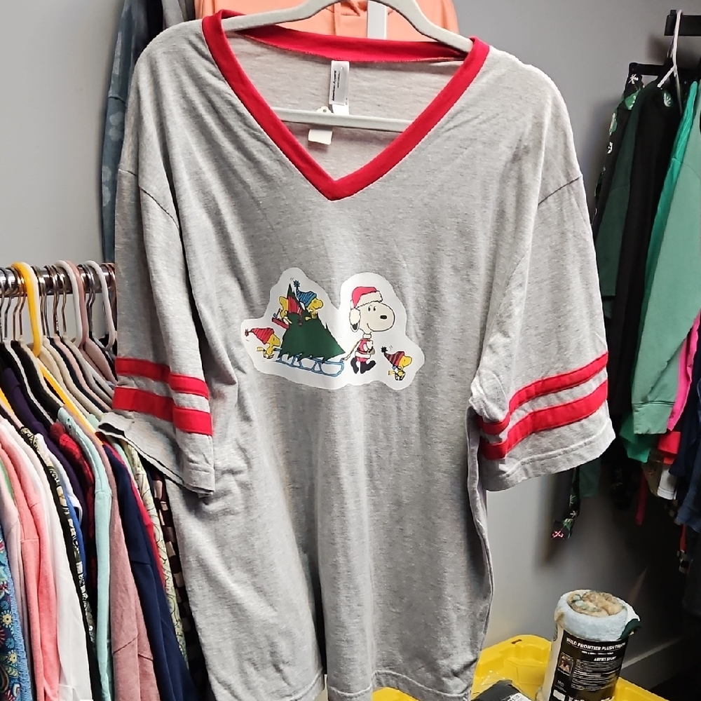 American Apparel Gray Tee with Red Accents